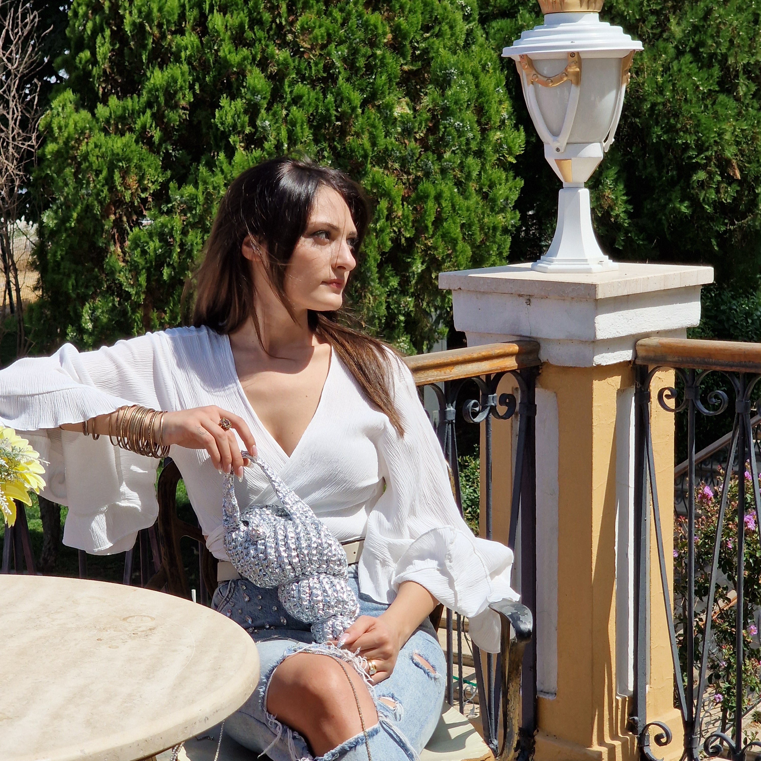 Luna model gümüş ay rengi el yapımı örgü deniz kabuğu çanta – Exclusaro bohem ve doğal stil