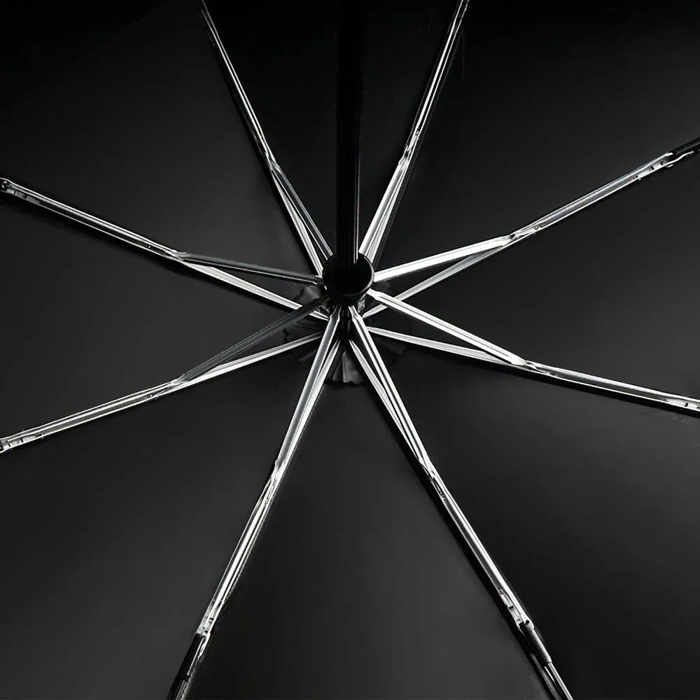 View from underneath the open canopy, showing the strong 8-rib aluminum and fiberglass frame structure.