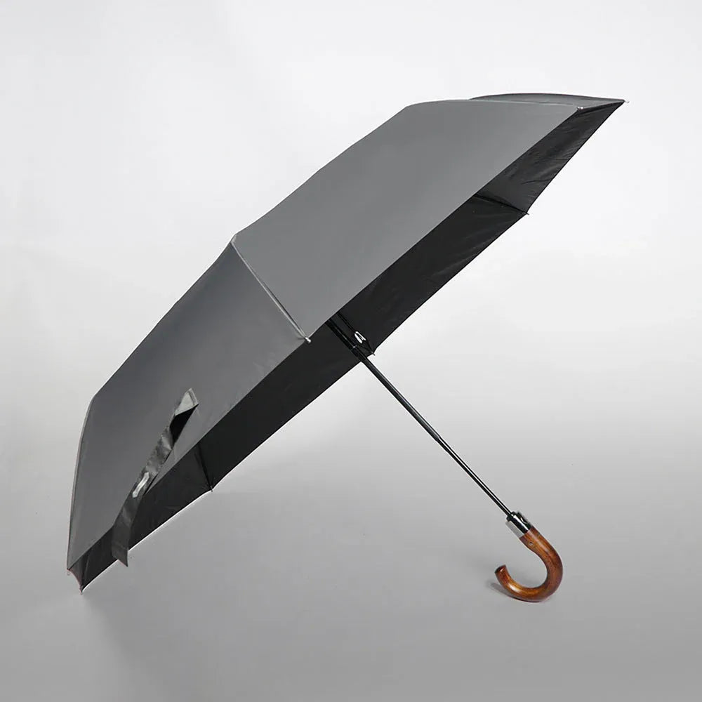 The large 48-inch fully automatic folding umbrella shown open in a modern grey color.
