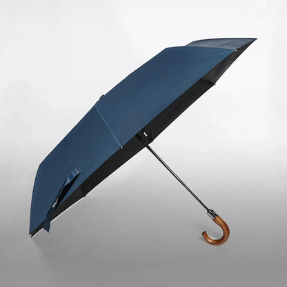 The large 48-inch fully automatic folding umbrella shown open in a sophisticated navy blue color.