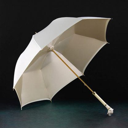 Elegant White Umbrella with Gold Accents - Panther