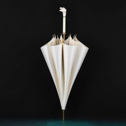 Elegant White Umbrella with Gold Accents - Panther