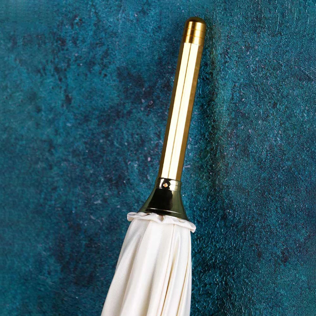 Elegant White Umbrella with Gold Accents - Panther