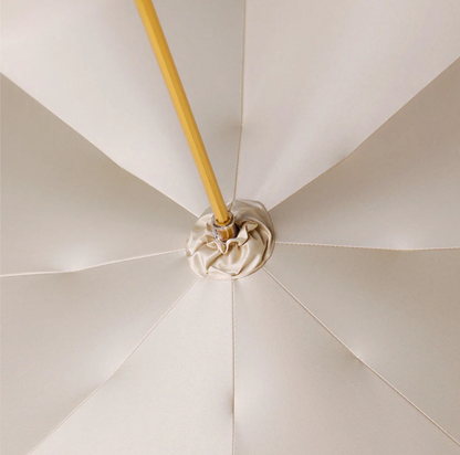 Elegant White Umbrella with Gold Accents - Panther