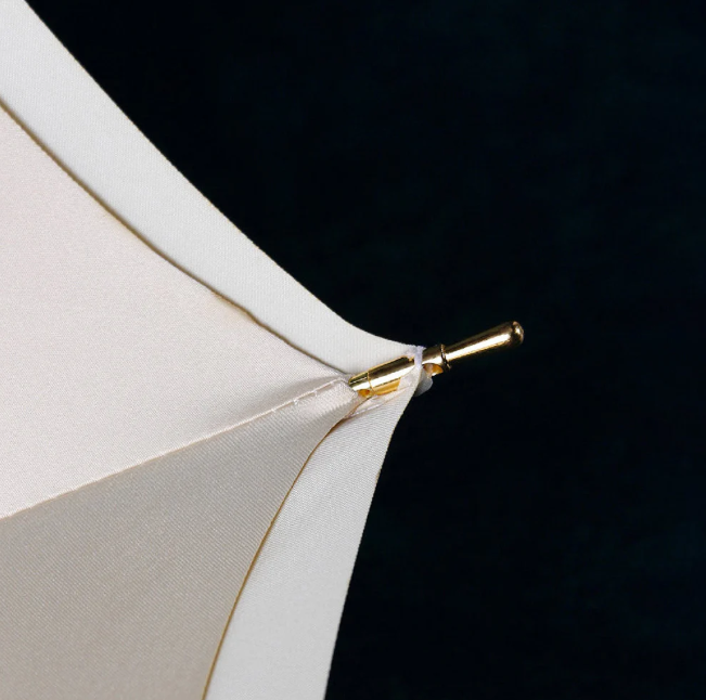 Elegant White Umbrella with Gold Accents - Panther