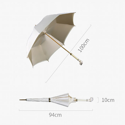 Elegant White Umbrella with Gold Accents - Panther