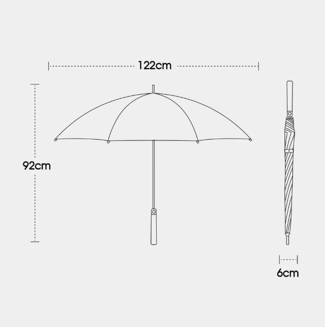 Long Umbrella with Wooden Handle