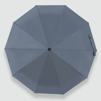 Top-down view of the open grey canopy, showing the 10-panel construction for wind resistance.