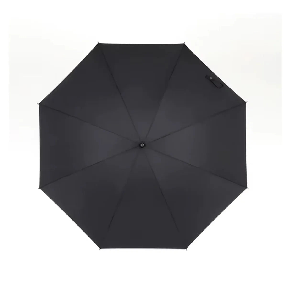 Top-down view of the large 44-inch black canopy on the classic stick umbrella.