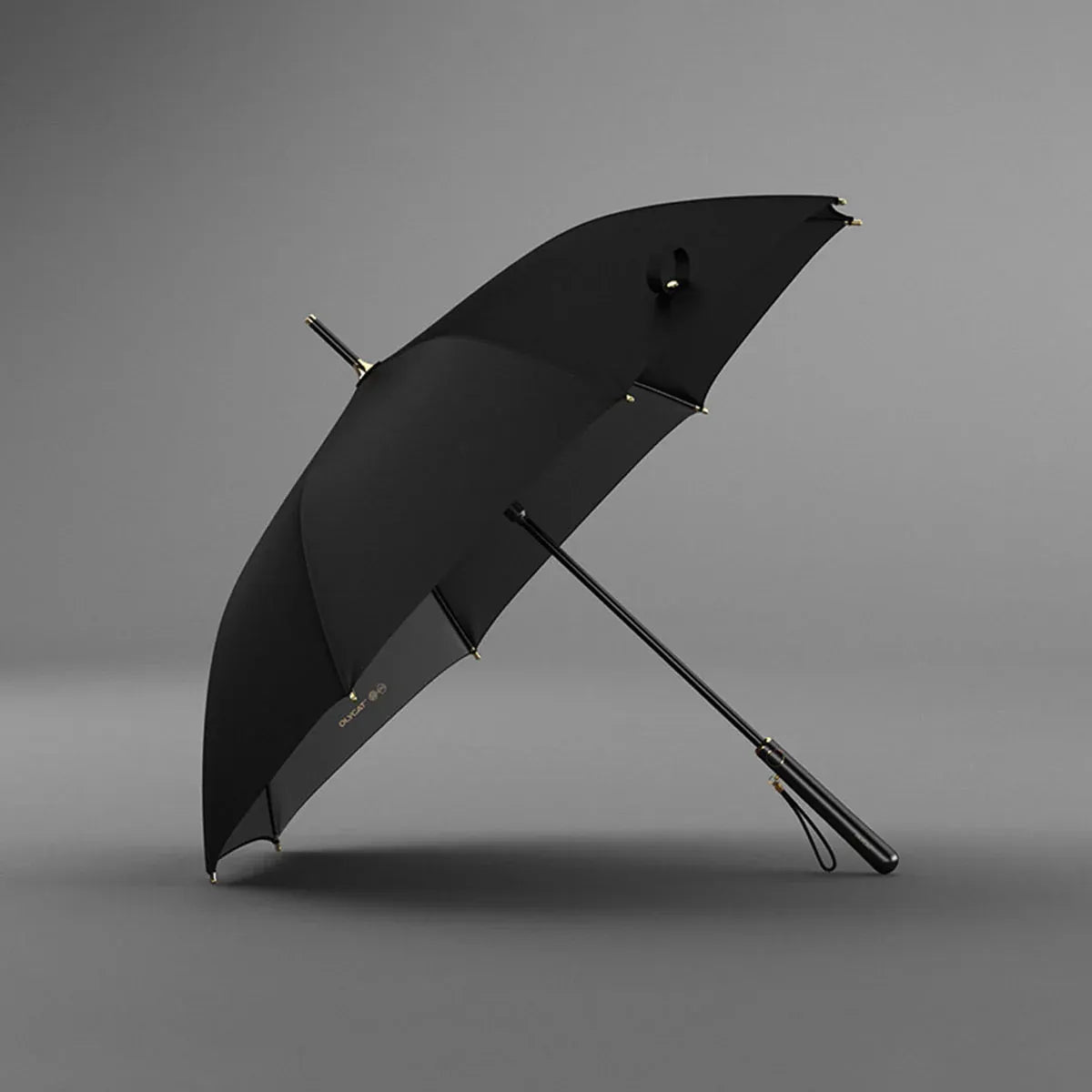 The elegant long handle umbrella for women, shown open in a classic black color.