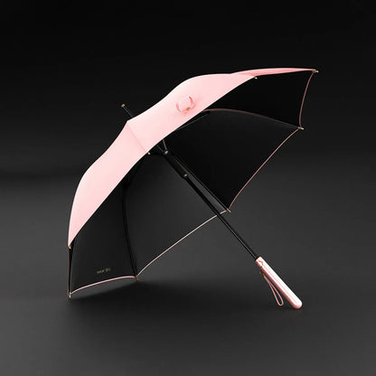 The elegant long handle umbrella for women, shown open in a delicate pink color.