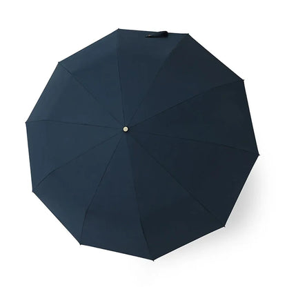 Top-down view of the open navy blue canopy, highlighting the 10-panel windproof structure.