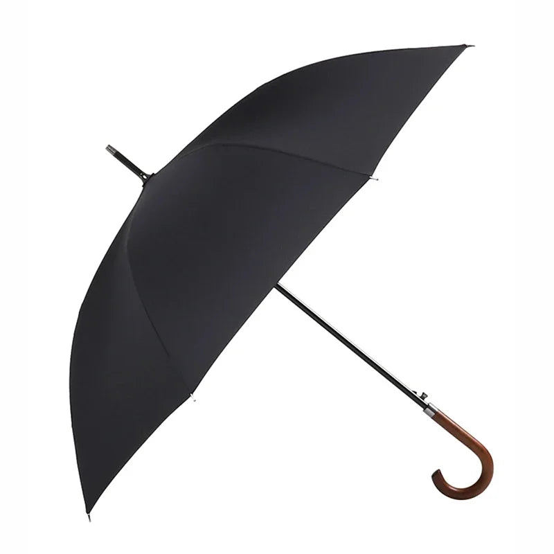 Imperial Classic wooden handle umbrella in black, offering elegance and reliability.