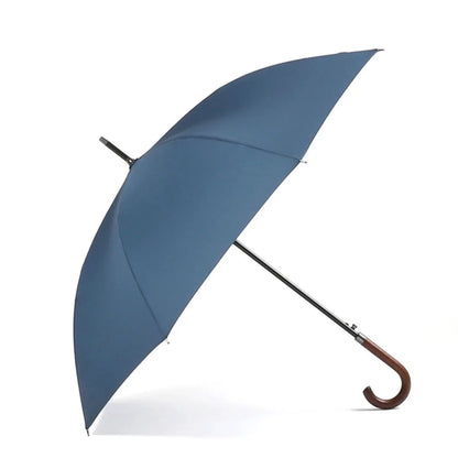 Imperial Classic wooden handle umbrella in blue with a timeless design.
