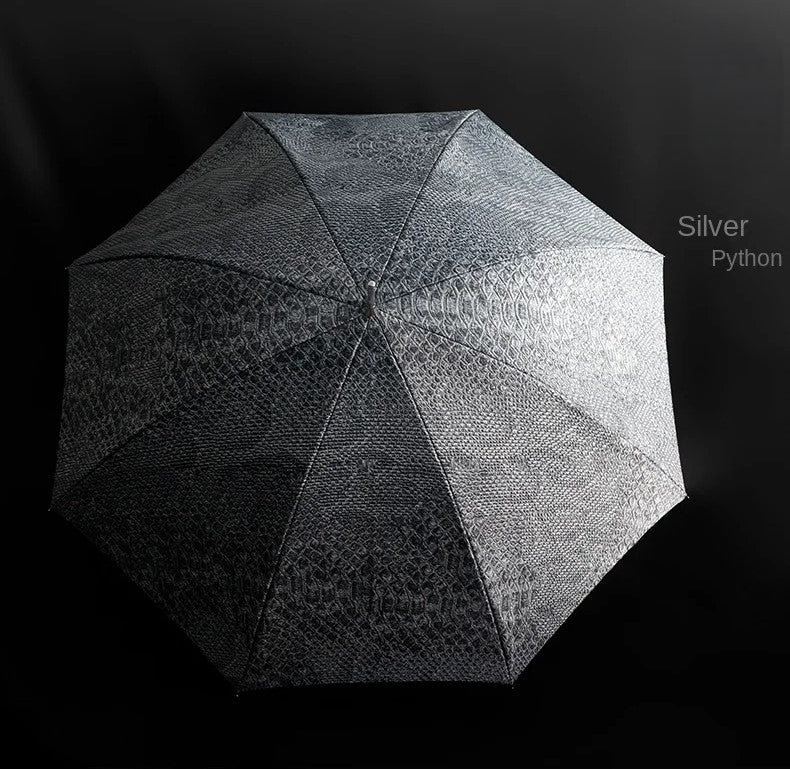 Fully opened luxury snake umbrella, combining elegance and practicality.