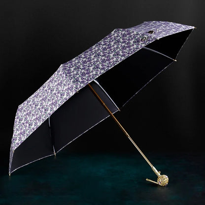 General view of the Purple Flower Umbrella showcasing its vibrant pattern.